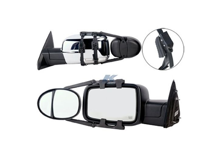 K-Source - Universal Dual Lens Towing Mirrors With Ratchet Mount System 5in X 7in Mirror Head Sold As A Pair - 3990