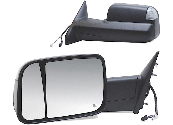 K-Source - 0912 Dodge Ram 1500/1012 2500/3500 Pr Htd Pwr Fldwy Oe Mirror Blk W/towing Pkg - 60183-84C