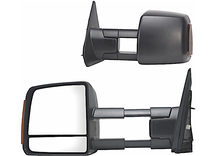 K-Source - 0717 Tundra Pr Htd Pwr Foldaway Oe Mirror Blk Extendable Towing W/light & Turn Signal Dual Glass - 70103-04T