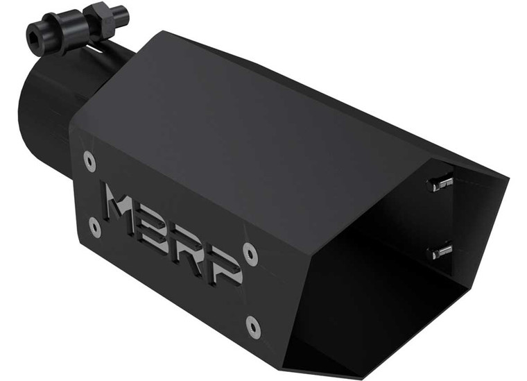 MBRP - Black Coated Hex Tip 2.5 In Id 4 In Od 10 In Length  W/ Stainless Steel Logo - T5173BLK