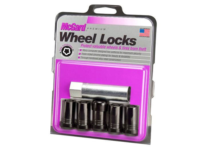 McGard - 5lock Wheel Lock Set M14x1.5 Nut Cone Seat Tuner 22mm Hex 1.648 In Oal .938 - 25515BK