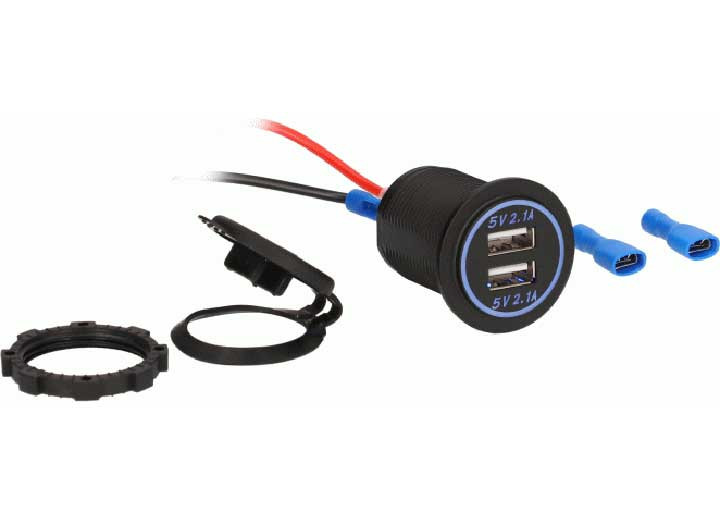 Metra - Dual Usb Charger 4.2 Amp Flush Mount  Blue  Retail Pack - IBR87