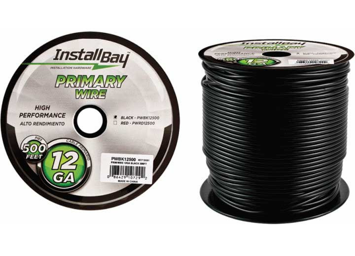 Metra - Primary Wire 12 Gauge Black Coil Of 500 Feet - PWBK12500