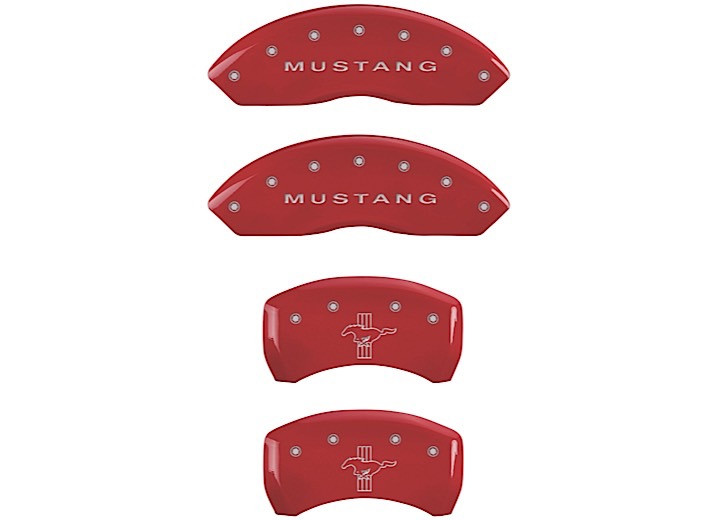 MGP Caliper Covers - Set Of 4 Caliper Covers Front: Mustang Rear: Bar/pony Red Silver Characters - 10198SMBPRD