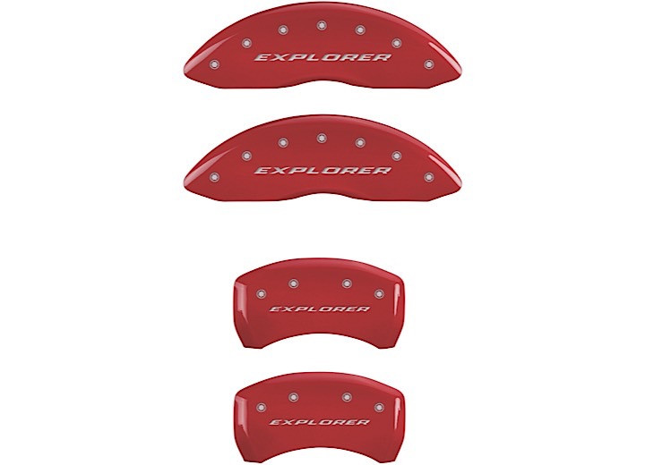 MGP Caliper Covers - Set Of 4 Caliper Covers Front And Rear: Explorer Red Silver Characters - 10229SXPLRD