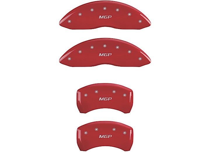 MGP Caliper Covers - Set Of 4 Caliper Covers Front And Rear: Mgp Red Silver Characters - 22226SMGPRD