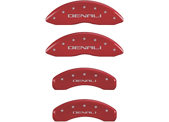 MGP Caliper Covers - Set Of 4 Caliper Covers Front And Rear: Denali Red Silver Characters - 34015SDNLRD
