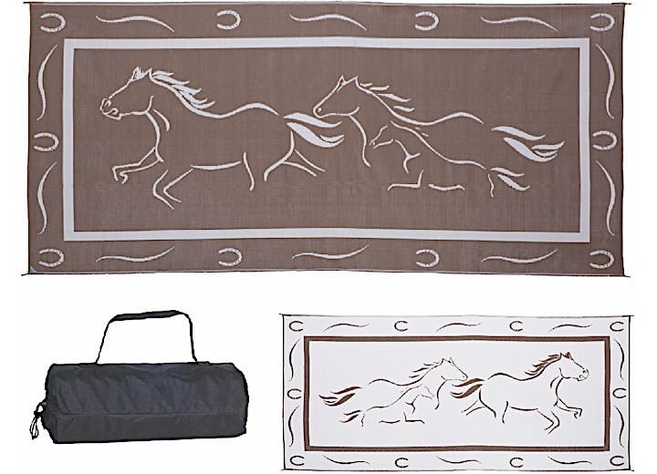MG Innovative - Galloping Horses Mat Brown/white 8' X 18' With Carrying Bag - GH8187