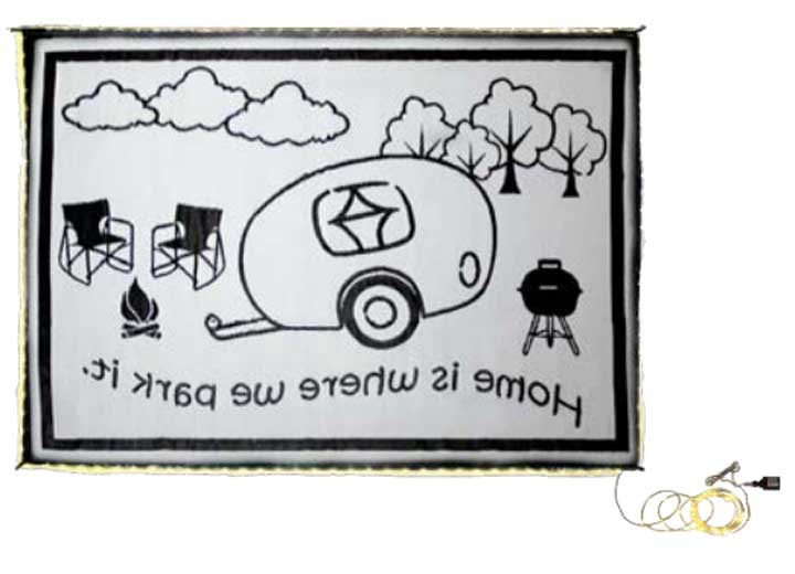 MG Innovative - Illuminated Patio Mat For Rv/home 8ft X 11ft  Black - LRVH8111