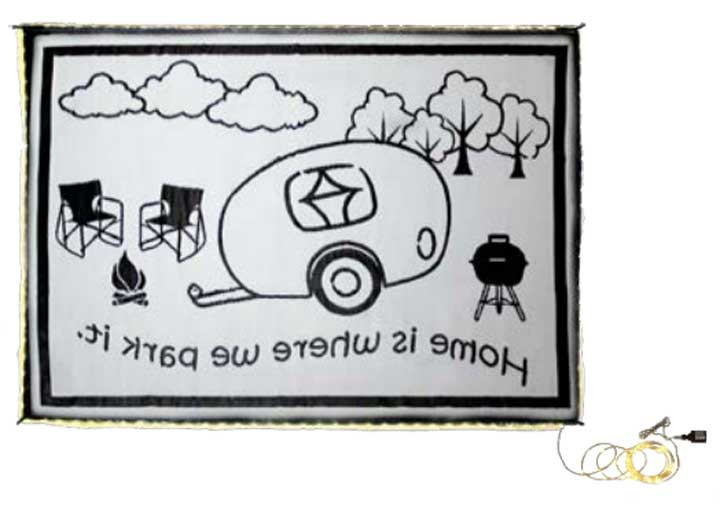 MG Innovative - Illuminated Patio Mat For Rv/home 8ft X 18ft  Black - LRVH8181