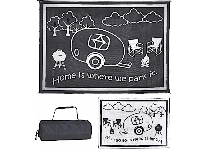MG Innovative - Rv Home Mat Black/white 8' X 11' With Carrying Bag - RH8111