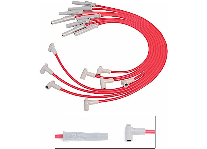 MSD Ignition - 75on Chevy 454 Hei Super Conductor Spark Plug Wire Set Red Jacke - 31779
