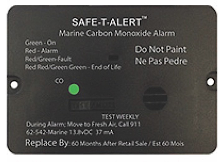 MTI - Marine Carbon Monoxide Alarm Blk Flush Mount 12 Vdc Hard Wire - 62-542-BL-MARINE