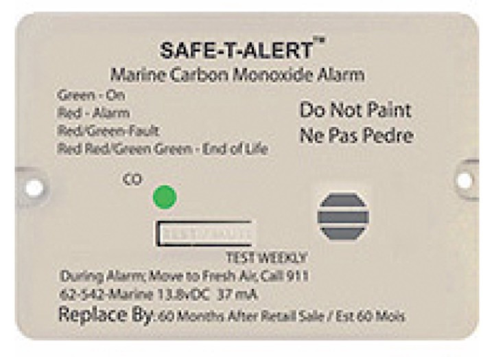 MTI - Marine Carbon Monoxide Alarm Wht Flush Mount 12 Vdc Hard Wire - 62-542-WT-MARINE