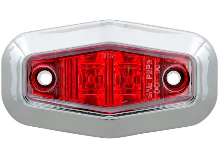Optronics - Mini Sealed Led Clearance/marker Light Red W/ Chrome Trim Ring - MCL13RTRS