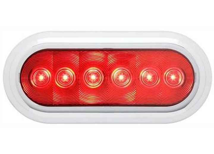 Optronics - Led 6in Oval Stop/turn/tail Light Flange Red Sealed 6 Diodes Chrome Bezel - STL73RK