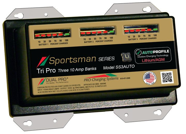 PRO Charging Systems - Dual Pro Sportsman Srs Lithium/agm Four Bank 12v/10a Sealed Waterproof Charger - SS4AUTO