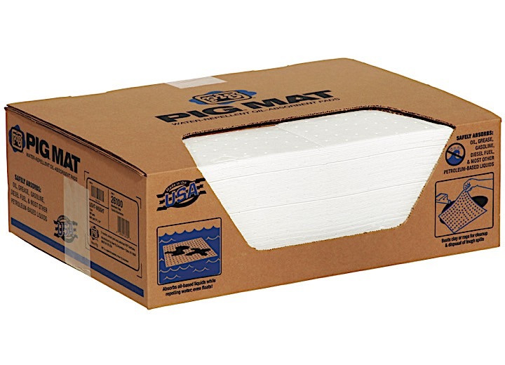 New Pig - Pig Waterrepellent Oilabsorbent Lightweight Mat Pad 100/box - 26100