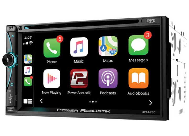 Power Acoustik - 7in Doubledin Indash Dvd Receiver W/blue Tooth/apple Carplay/android Auto - CPAA-70D