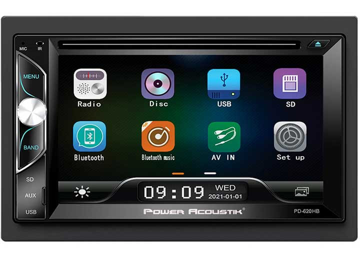 Power Acoustik - 2din Source Unit W/phonelink Bluetooth & 6.2in Lcd - PD-620HB