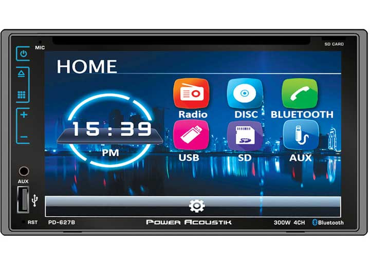 Power Acoustik - 2din Incite Source Unit W/bluetooth & Capacitive Touch 6.2in Lcd - PD-627B