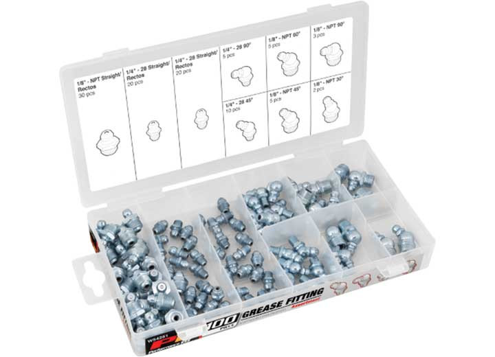 Performance Tool - 100pc Std Grease Fitting Assor - W54251