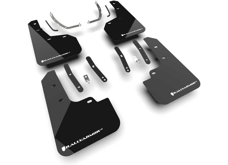 Rally Armor - 25c Tucson Hev/n Line Front And Rear Black Mud Flap/red Logo - MF135-UR-BLK-WH