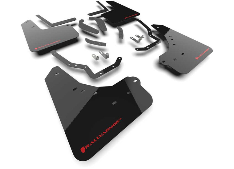 Rally Armor - 25c 4runner Front And Rear Black Mud Flap/red Logo - MF148-UR-BLK-RD