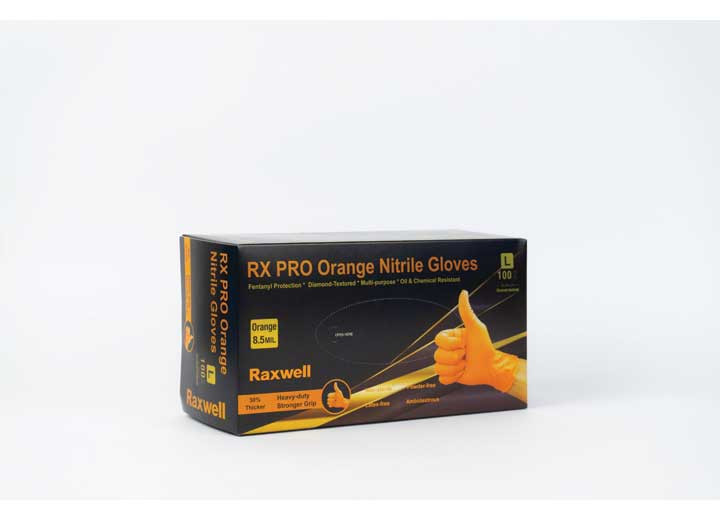 Raxwell - Rx Pro Disposable 8.5 Mil Orange Nitrile Gloves100/bx Size Xl - RX50009