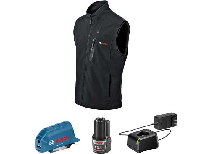 Bosch Tools - 12v Max Heated Vest Kit W/ 1 2 Ah Battery Charger & Holster  S - GHV12V-20SN12