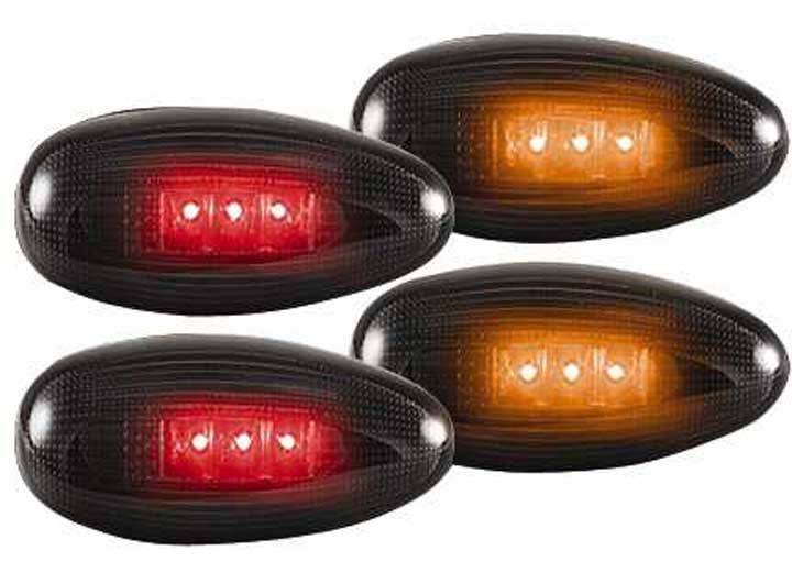 Recon - 9914 Silverado/sierra Dually Fender  Lenses (4pc) 2 Red/2 Amber Led Lights Smoke Lens Black Trim - 264133BK