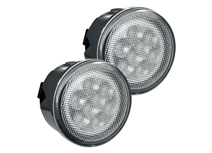 Recon - 0718 Wrangler Jk Round Front Turn Signal Fender Light White Led Clear - 264134WHCL