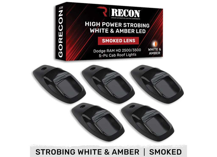 Recon - 19c Ram 2500/3500(5pc Set)smoked Cab Roof Kit W/white & Amber Strobe & Running - 264346BKS