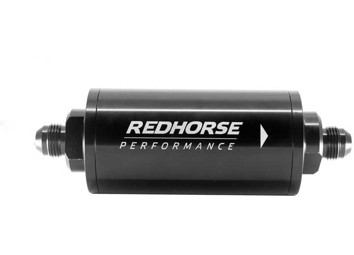 Red Horse Performance - 6 In Cylindrical Inline Race Fuel Filter W/ 100 Micron S.s. Element08 Anblack - 4651-08-2-100