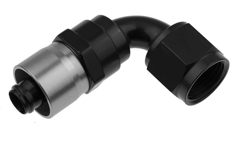Red Horse Performance - 08 An 90 Degree Crimp Style Hose End  Black - 1895824