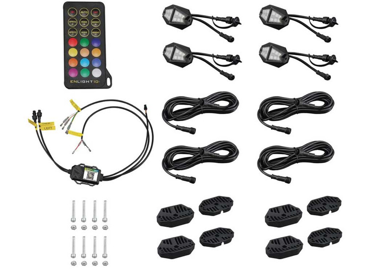 Race Sport Lighting - 4pc Rgb+w Chasing Rock Lights W/daisy Chain Connections - RSDK4