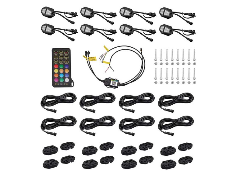 Race Sport Lighting - 8pc Rgb+w Chasing Rock Lights With Daisy Chain Connections - RSDK8