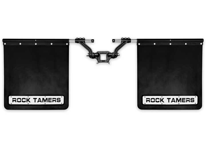 Rock Tamers - Rock Tamers Mudflap System Matte Black W/ Ss Trim Plates For 2in Hitch - 108