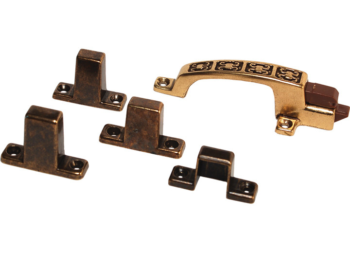 RV Designer - Positive Latch With 4 Strikes To Fit Most Doors  Heiroglyphic Design  Bronze - H241