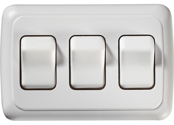RV Designer - Contoured Wall Switch Wht Tripl On/offspst Cutout 15/8inh X 35/8inw  In - S535
