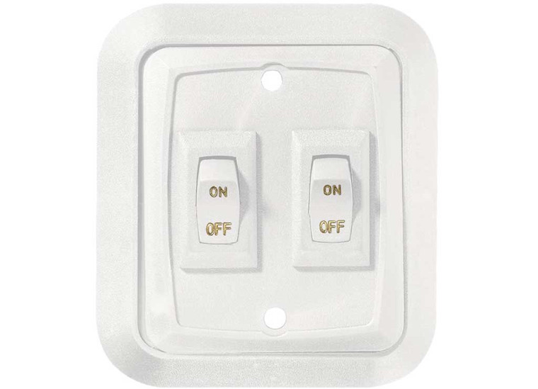 RV Designer - Wall Plate Switch White Double 3.53 X 3 On/off  Spst  Includes Raised Beze - S657