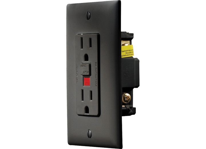 RV Designer - Black Dual Gfci Outlet W/coverplate - S807