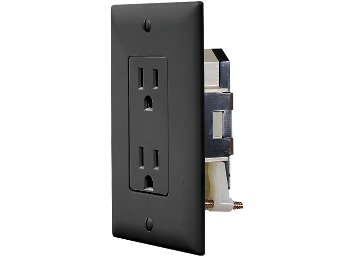 RV Designer - Inself Containedin Black Dual Outlet W/coverplate - S817