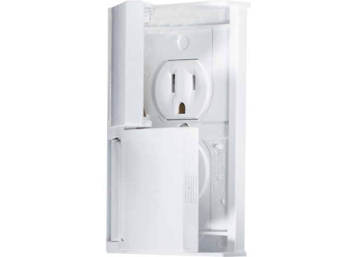 RV Designer - Weatherproof White Dual Outlet W/ Snap Coverplate - S905