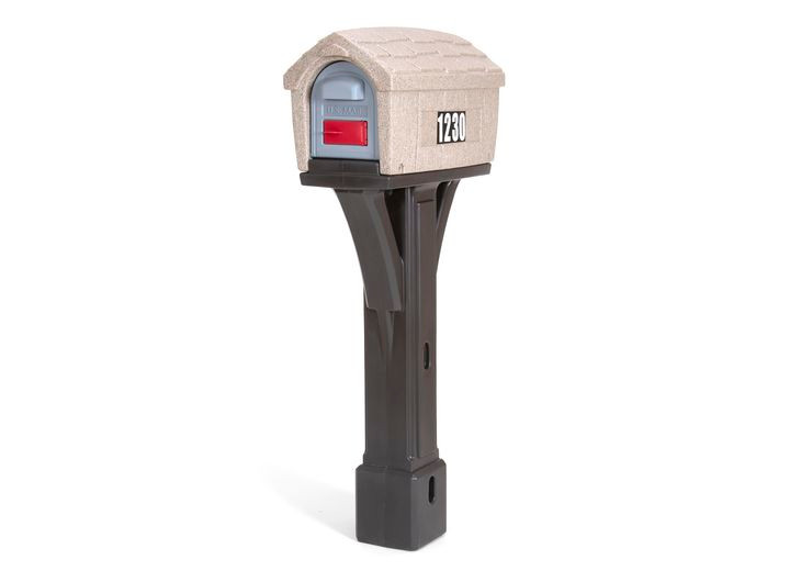 Simplay3 - Classic Home Mailbox  Sand Stone W/bfrown Post - 41670R-01