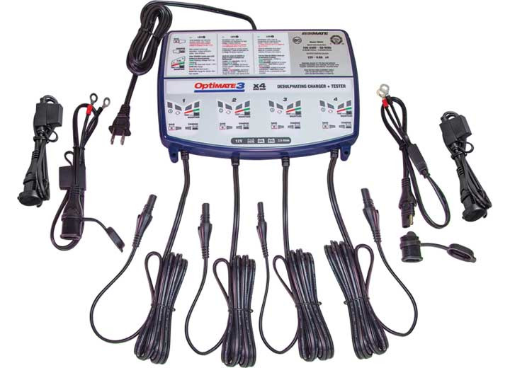 Tecmate  - Optimate 3 X 4 Bank 4bank X 7step 12v 0.8a Battery Saving Chargertestermaintainer - TM-455