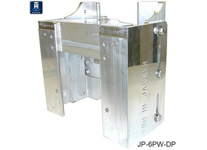 TH - 6in Set Back Manual Sgl Adjust Jack Plate 3/8in Thick 6061 Aircraft Grade Polished Aluminum Finish - JP-6PW-DP