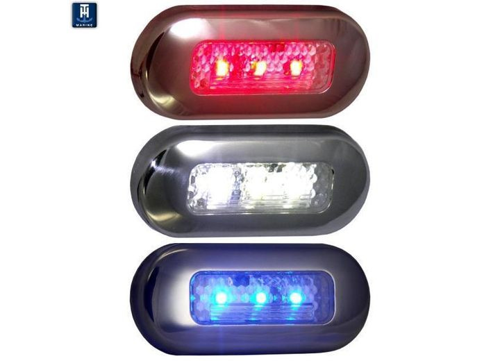 TH - Red  Led Oblong Courtesy Light3ftftx11/4ftft Highly Polished 316 Ssretail - LED-51824-DP