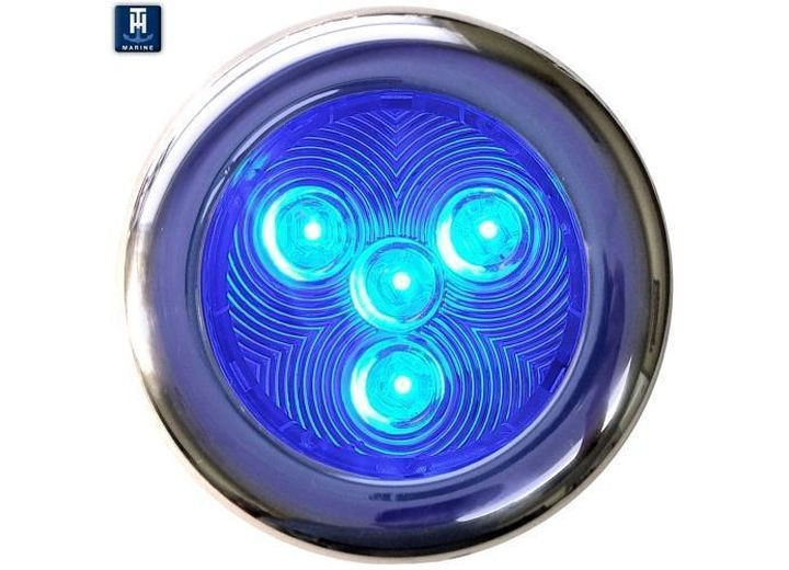 TH - Blue  3in Led Puck Light Polished Stainless Steel 0.5w Leds  Retail - LED-51828-DP
