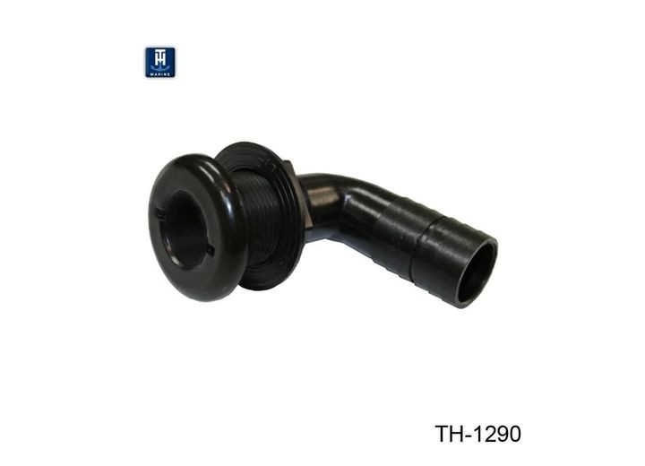 TH - 1 1/8in Barbed 90 Degree Thruhull  Black - TH-1290-DP